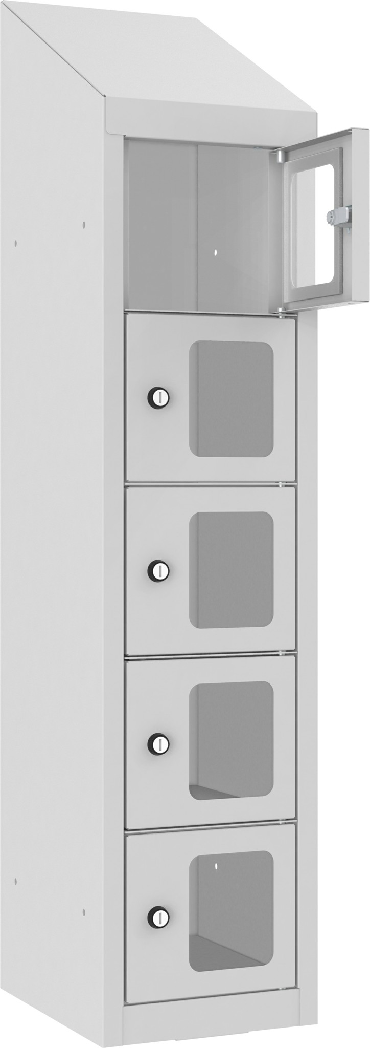 Bild von Wandschliessfachschrank mit Schrägdach und Sichtfenster SUS 215WP, 240 mm, 1 Abteil mit 5 Fächer übereinander, Total 5 Fächer