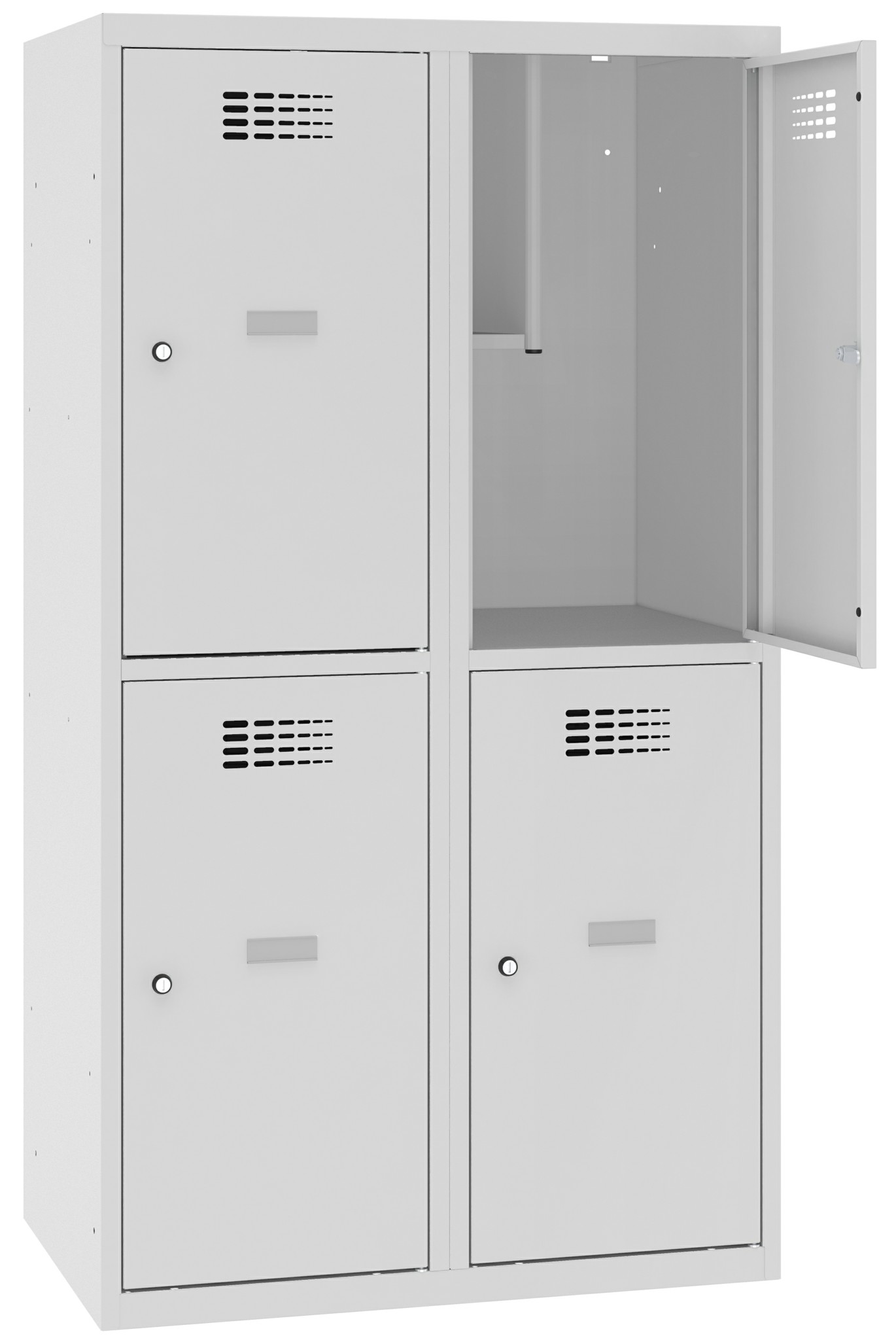 Bild von Schulgarderobenschrank, Breite 400 mm 2 Abteil mit 2 Fächer übereinander, Total 4 Fächer, MSus 422s, 1 pkt