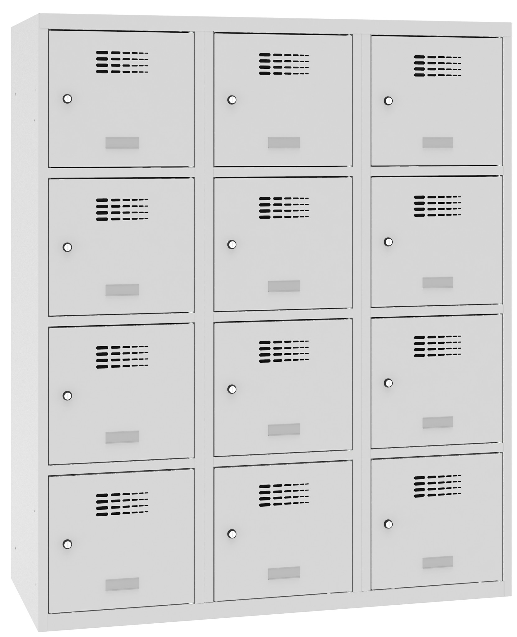 Bild von Schulschliessfachschrank, Breite 400 mm 3 Abteil mit 4 Fächer übereinander, Total 12 Fächer, MSus 434s, 1 pkt