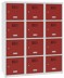 Bild von Schulschliessfachschrank, Breite 400 mm 3 Abteil mit 4 Fächer übereinander, Total 12 Fächer, MSus 434s, 1 pkt