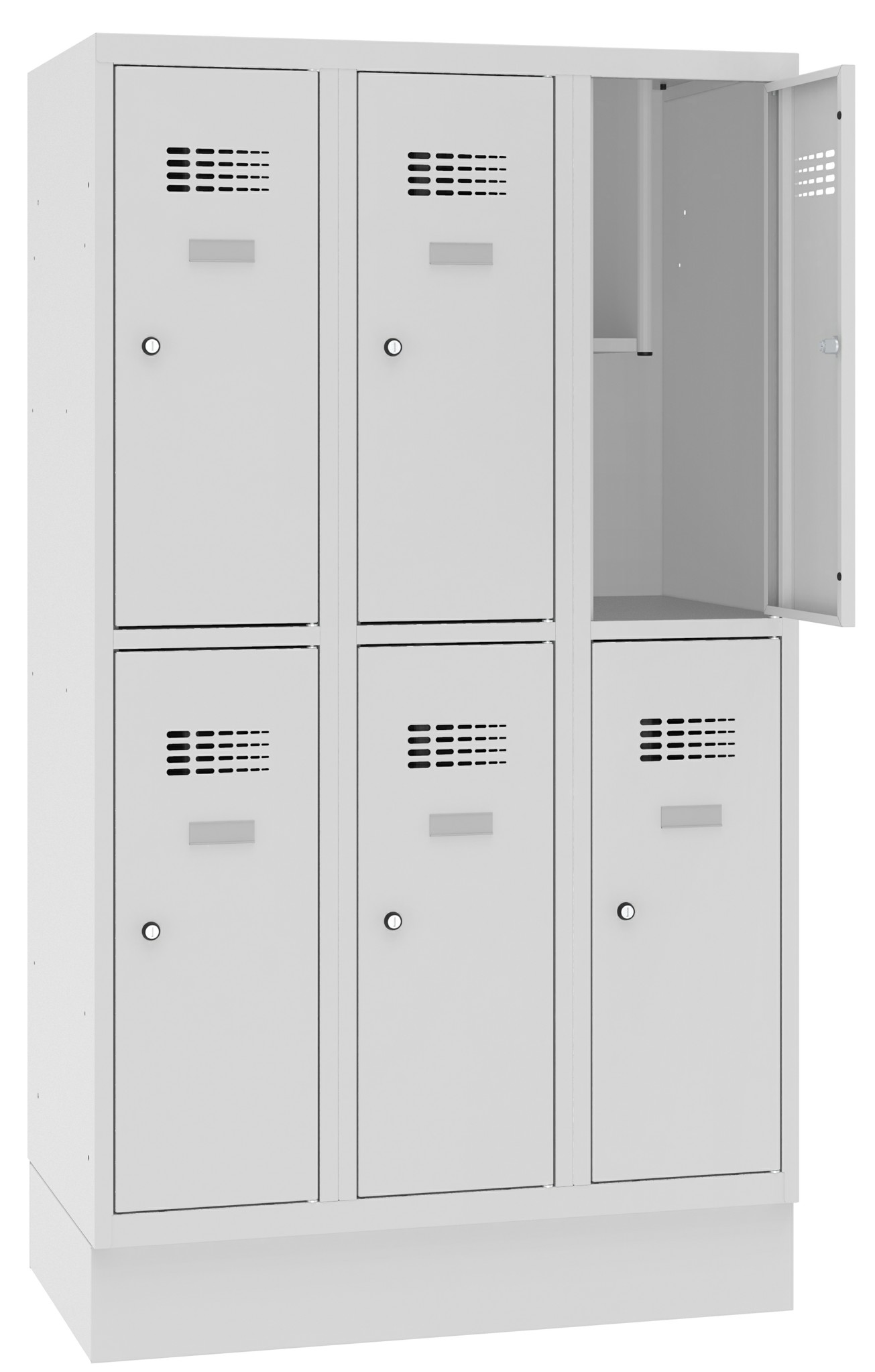 Bild von Schulgarderobenschrank, Breite 300 mm 3 Abteil mit 2 Fächer übereinander, Total 6 Fächer, MSus 332s, 1 pkt