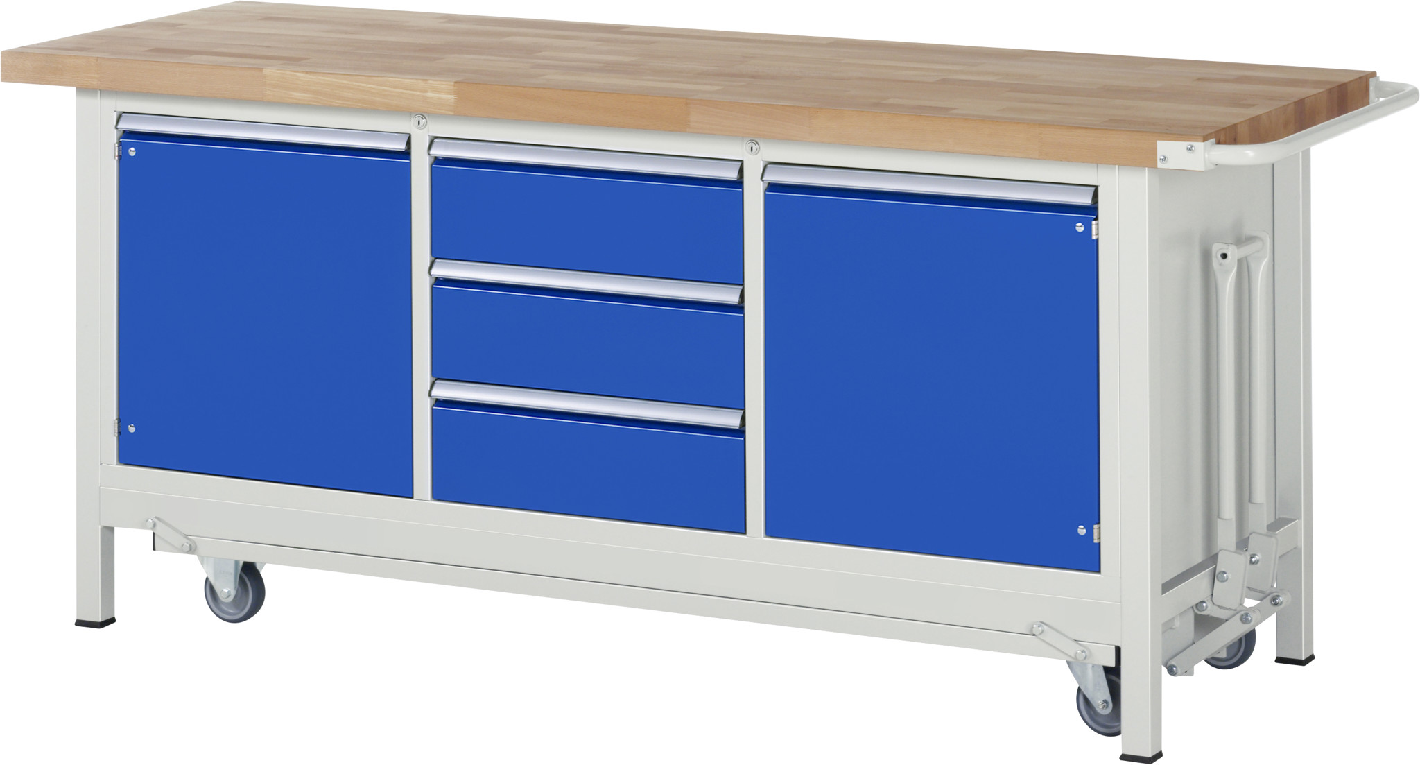 Bild von Werkbank mit absenkbarem Fahrgestell Modell 8569, B 2000xT 700xH 880mm