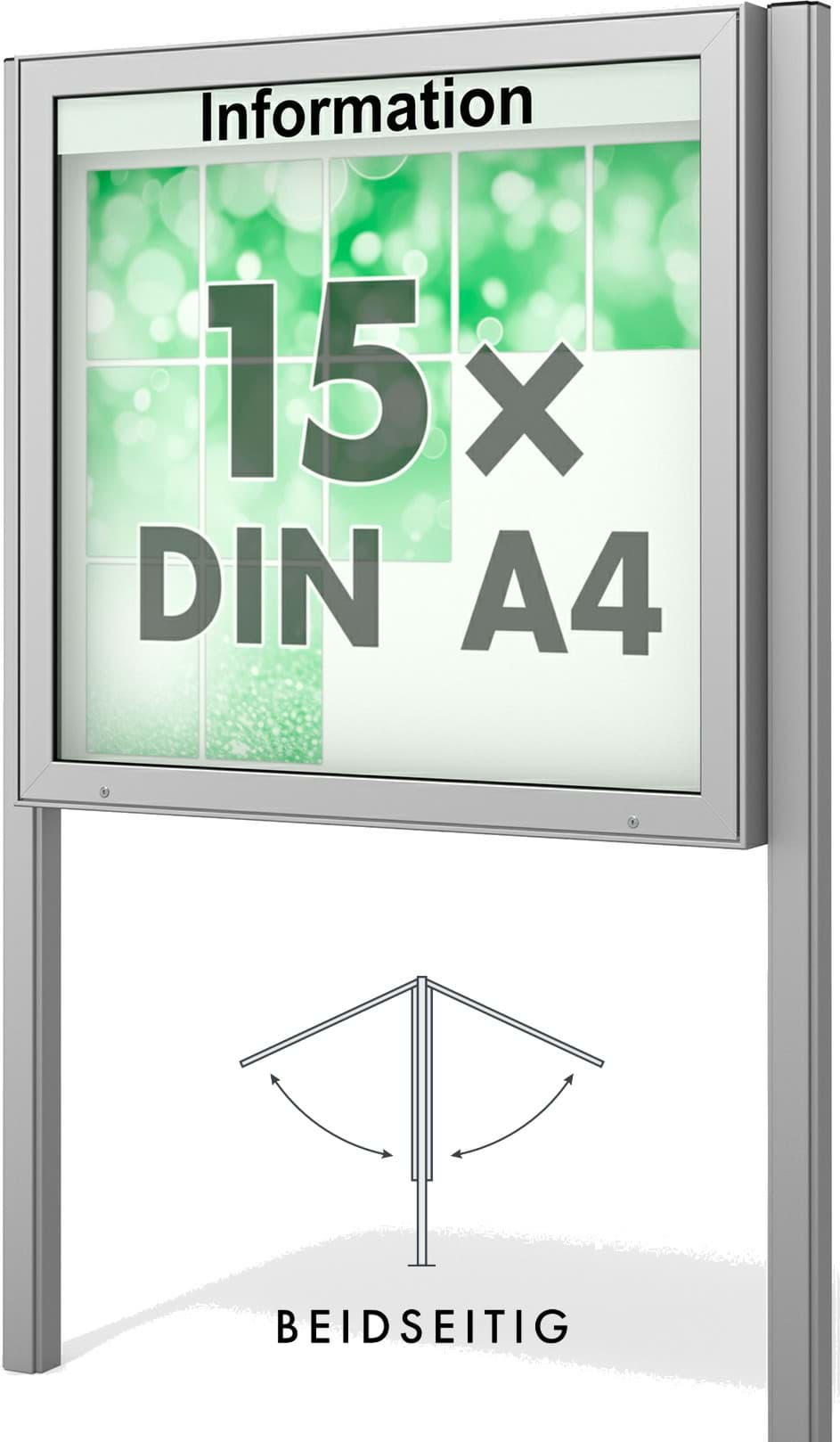 Bild von Doppel-Schaukasten Plenum 1180x1130x210 mm BxHxT, mit Ständer