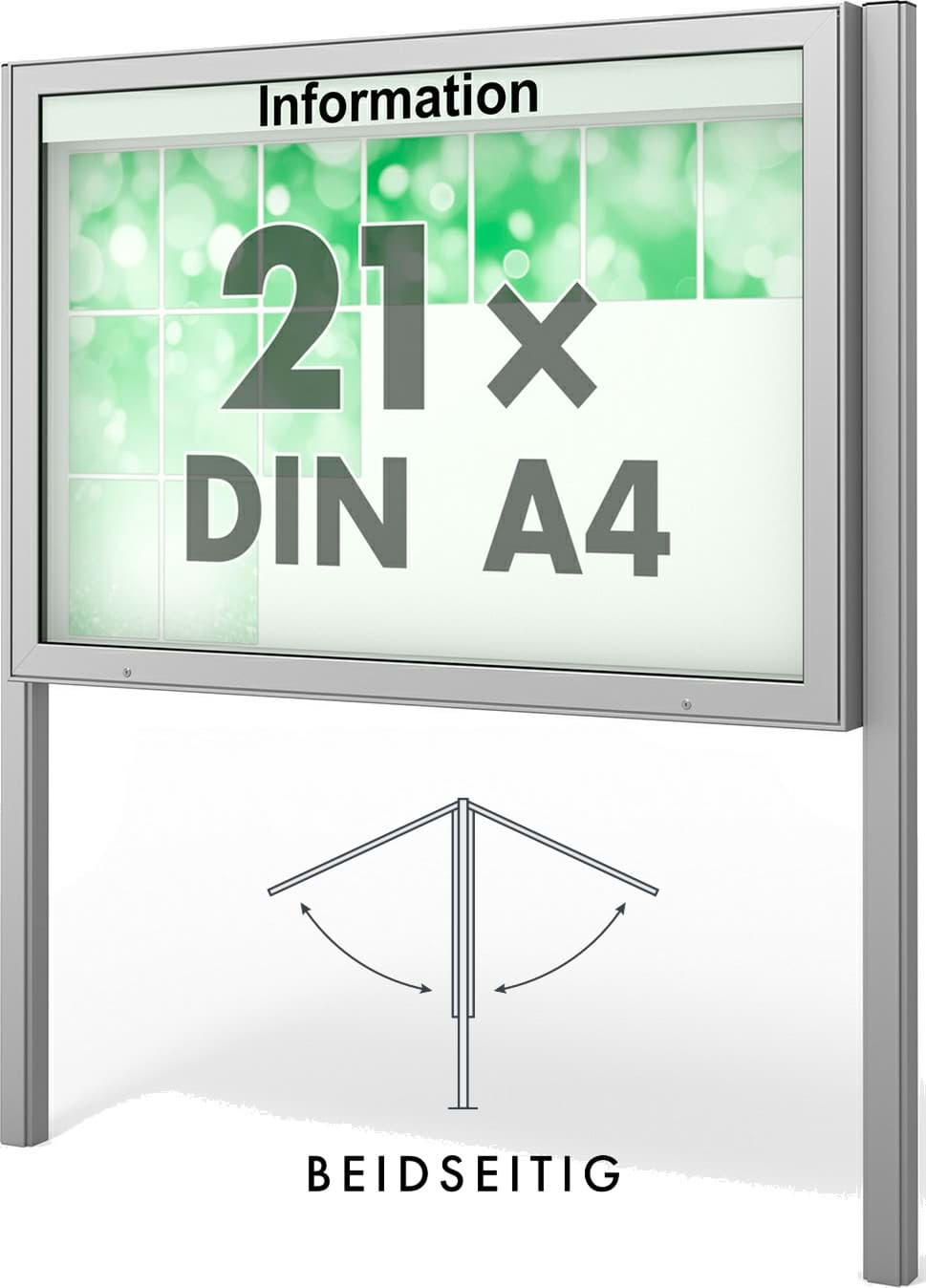 Bild von Doppel-Schaukasten Plenum 1600x1130x210 mm BxHxT, mit Ständer