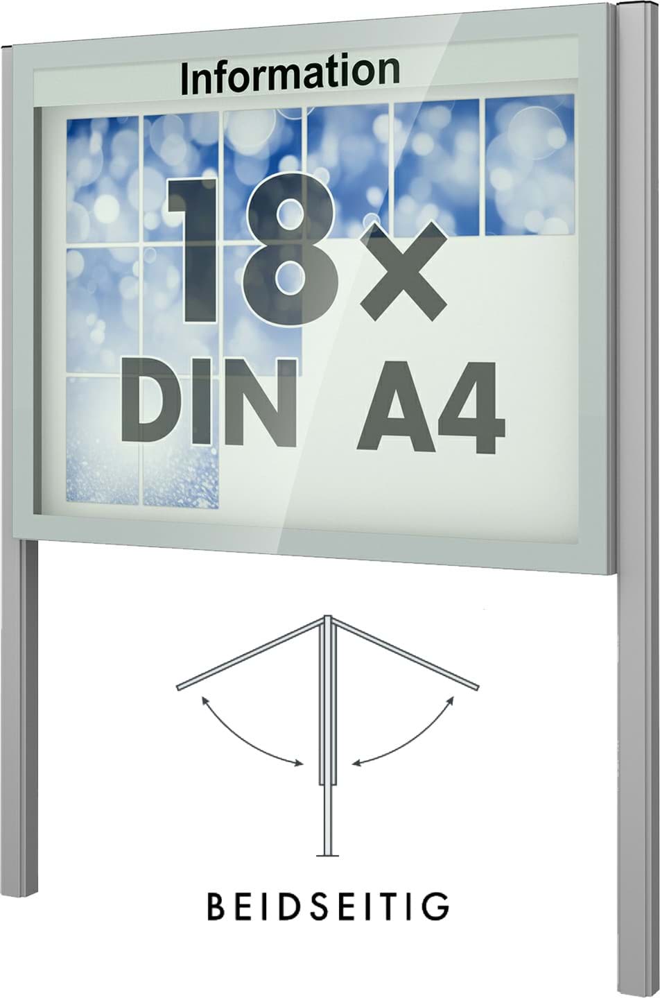Bild von Doppel-Schaukasten Vitrum 1450x1150x166 mm BxHxT, mit Ständer