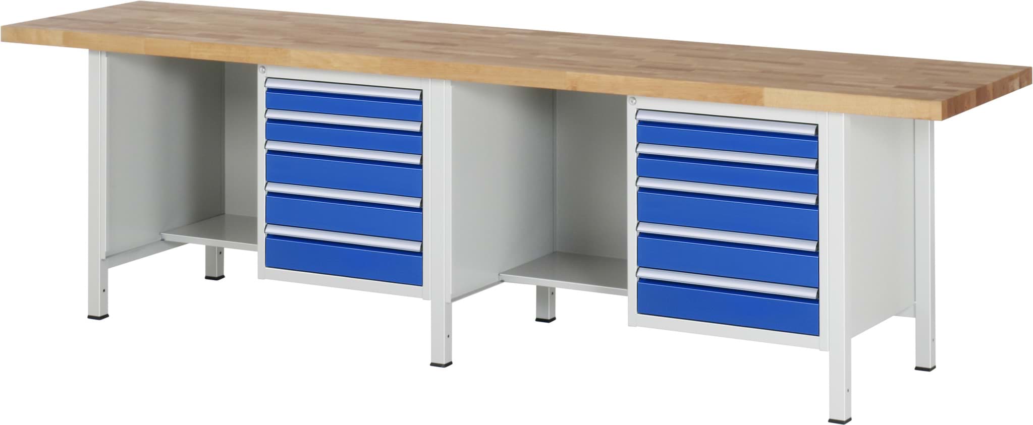 Bild von Werkbank Modell 8454, B 3000xT 700xH 840mm, Buche-Massiv-Platte 40mm