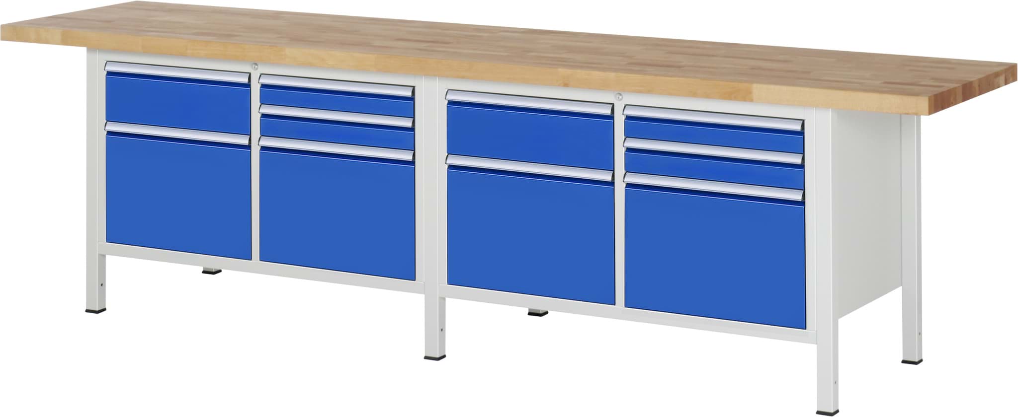 Bild von Werkbank Modell 8472, B 3000xT 700xH 840mm, Buche-Massiv-Platte 40mm