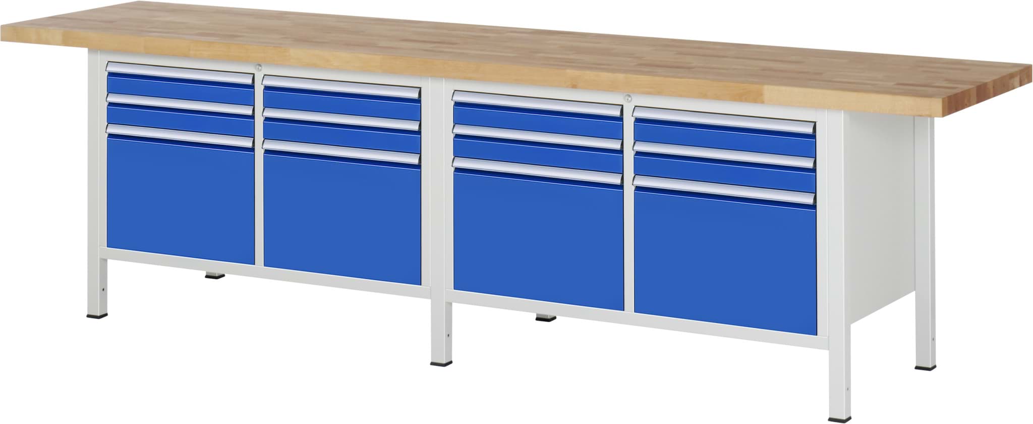 Bild von Werkbank Modell 8474, B 3000xT 700xH 840mm, Buche-Massiv-Platte 40mm
