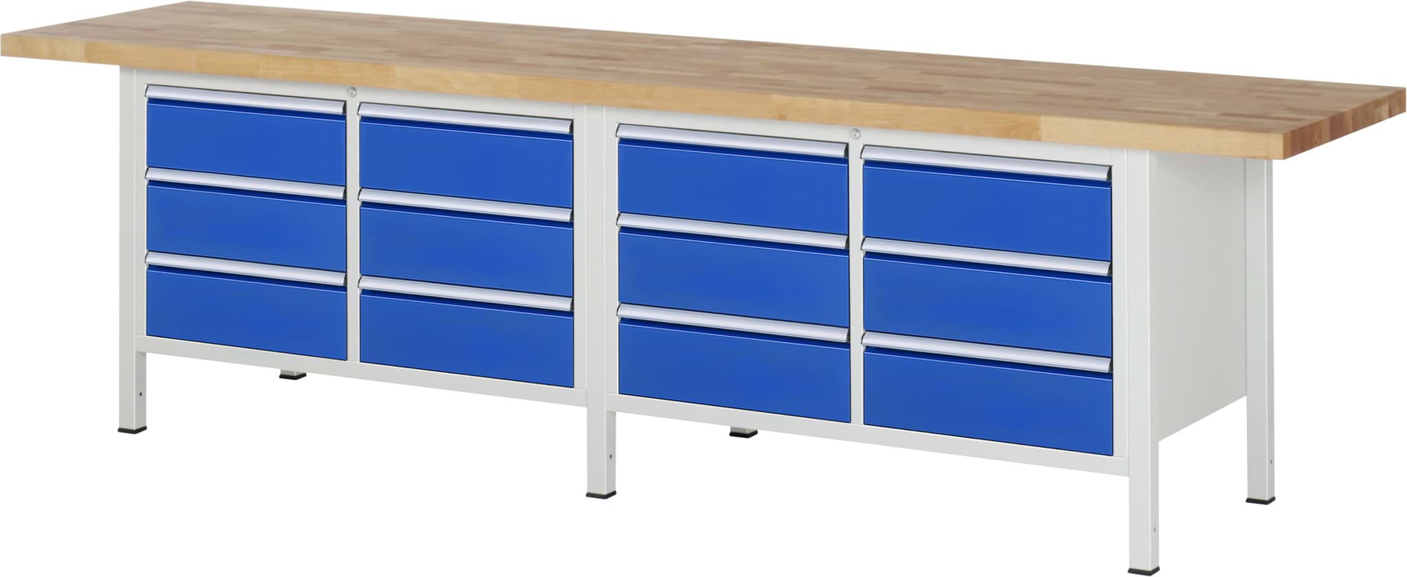 Bild von Werkbank Modell 8473, B 3000xT 700xH 840mm, Buche-Massiv-Platte 40mm