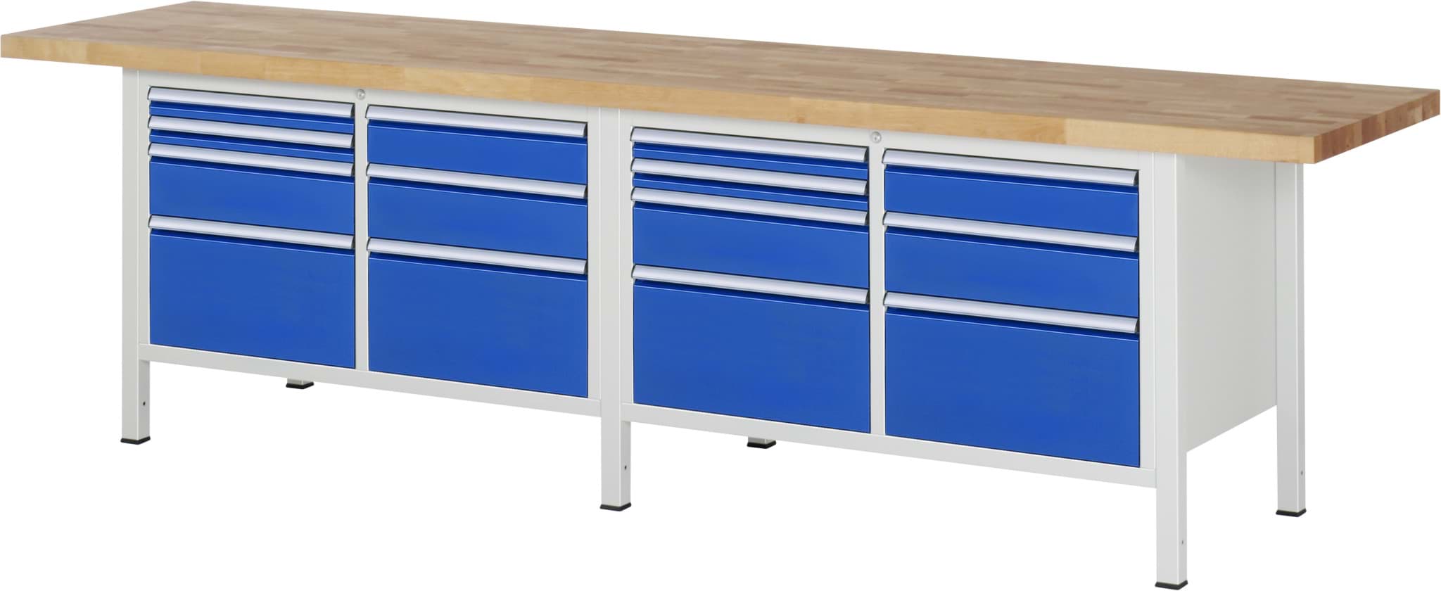Bild von Werkbank Modell 8476, B 3000xT 700xH 840mm, Buche-Massiv-Platte 40mm