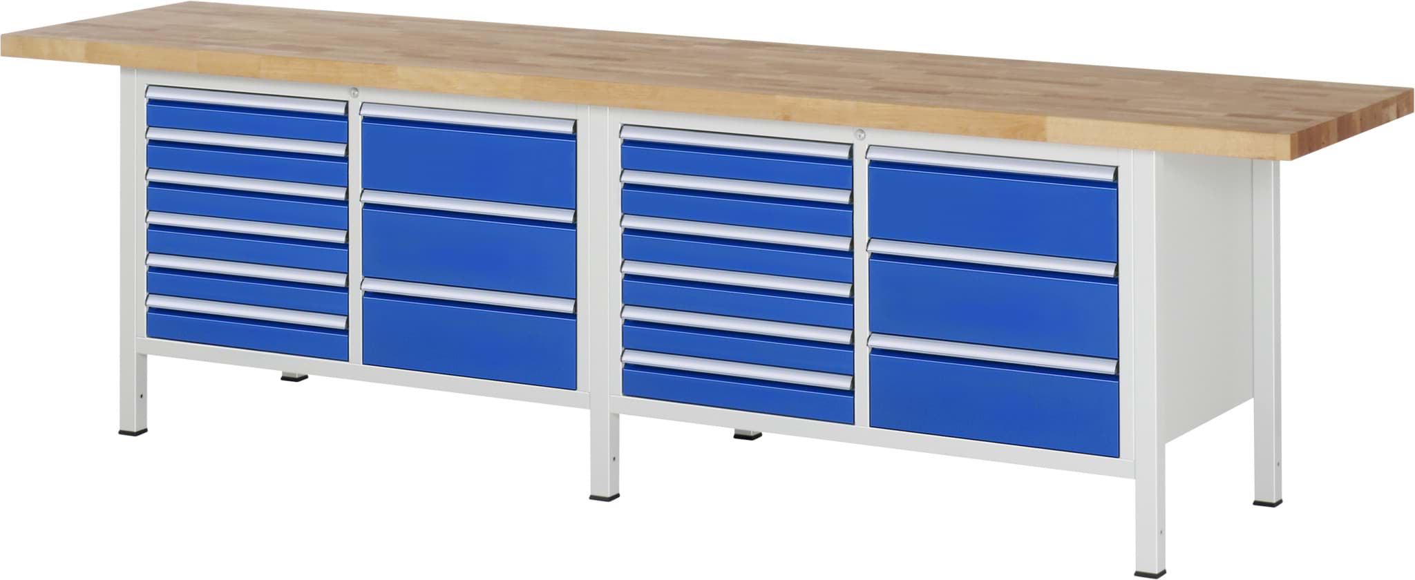 Bild von Werkbank Modell 8479, B 3000xT 700xH 840mm, Buche-Massiv-Platte 40mm