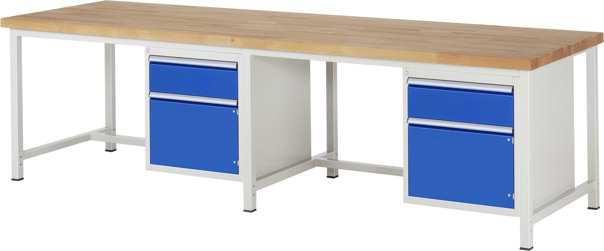 Bild von Werkbank Modell 8152, B 3000xT 900xH 840-1040mm, Buche-Massiv-Platte 40mm
