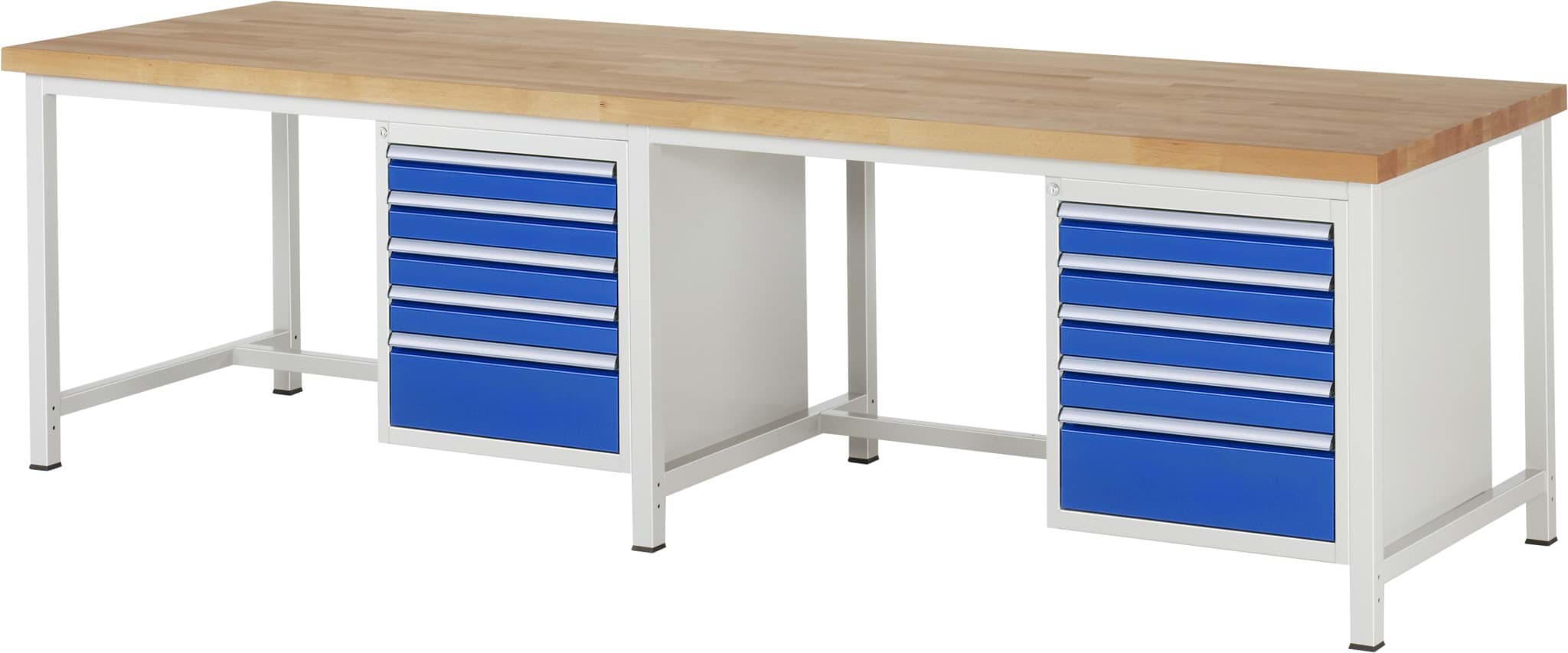 Bild von Werkbank Modell 8168, B 3000xT 900xH 840-1040mm, Buche-Massiv-Platte 40mm