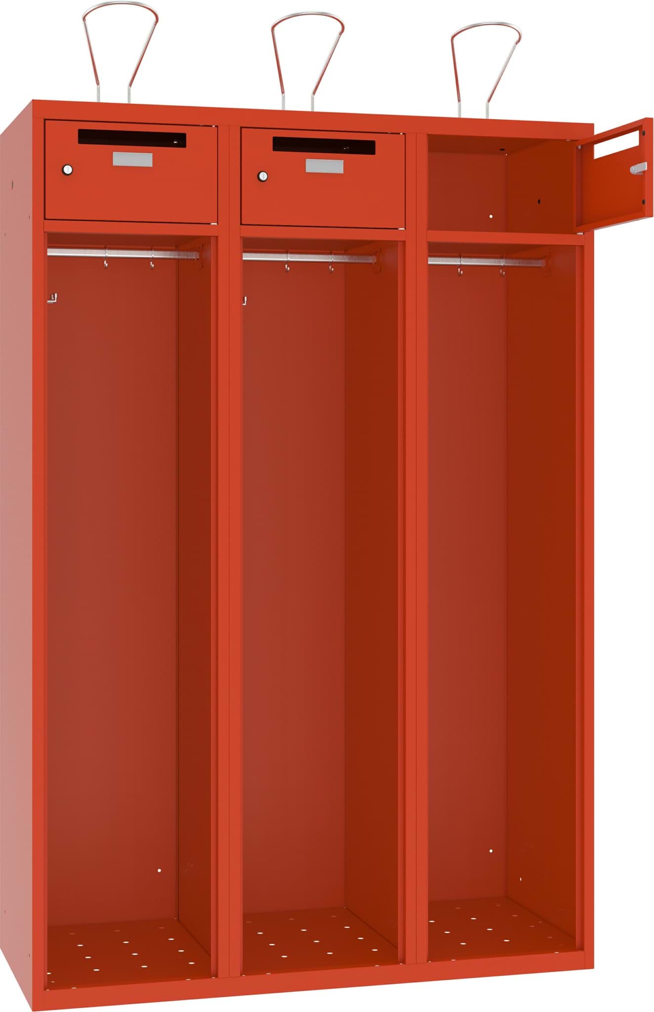 Bild von Feuerwehrschrank ohne Türe mit Wertfach und Einwufschlitz 3 Abteile