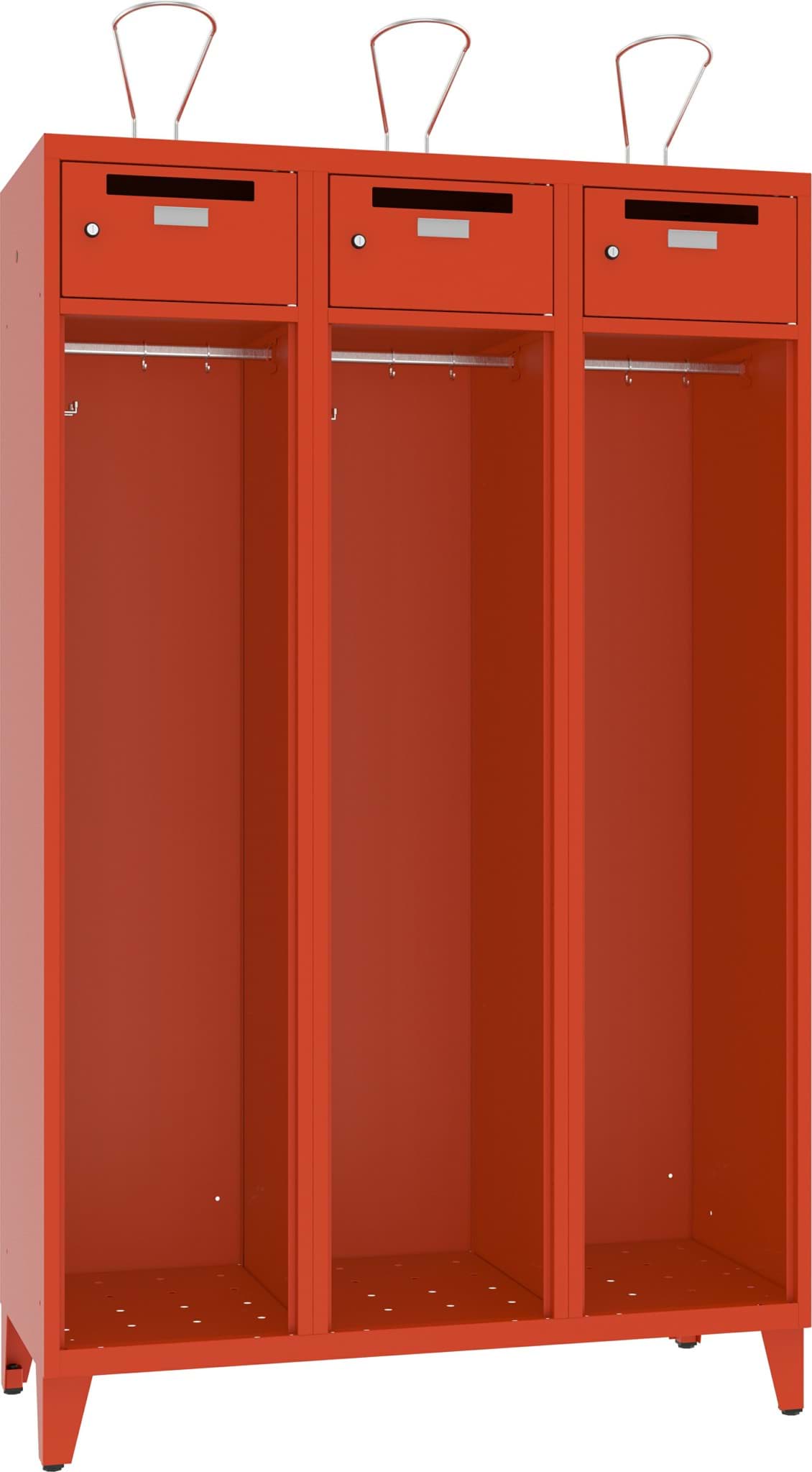 Bild von Feuerwehrschrank ohne Türe mit Wertfach und Einwufschlitz 3 Abteile
