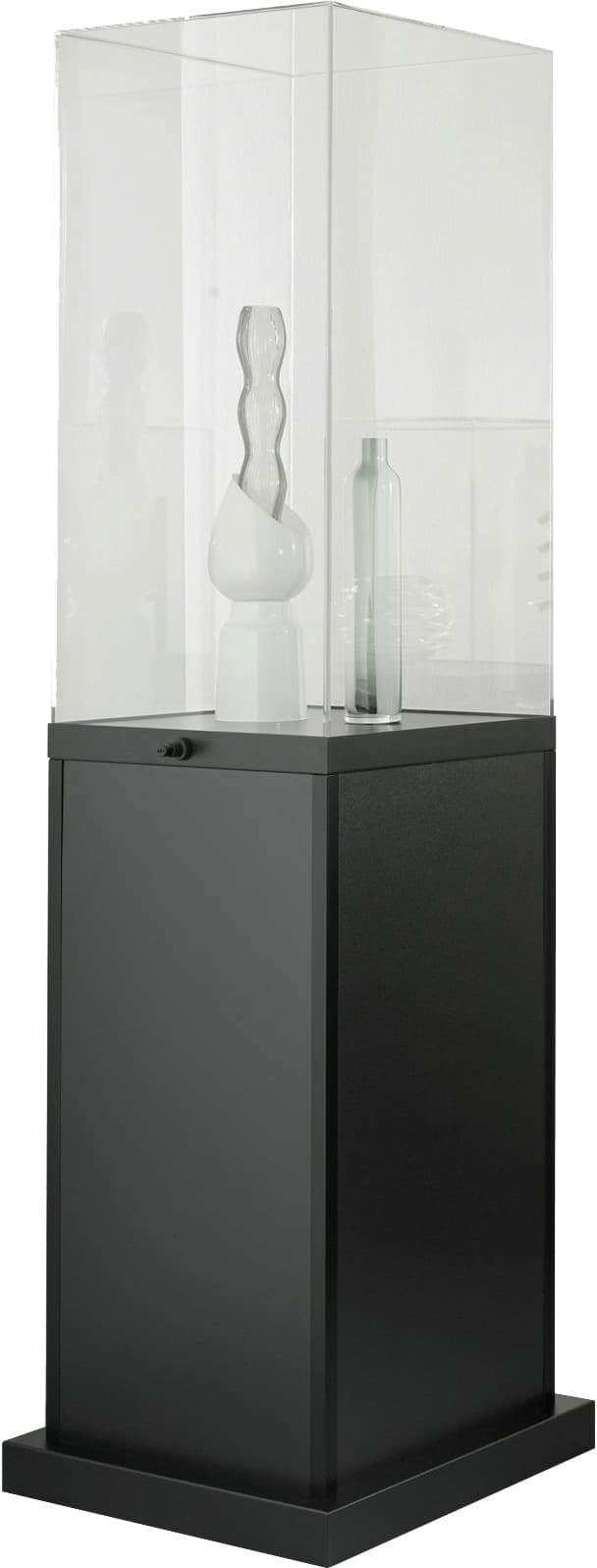 Bild von Exponatvitrine gross 2000x500x500 mm HxBxT mit Kunstglashaube, silber