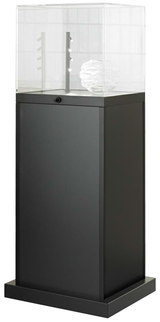 Bild von Exponatvitrine klein 1500x500x500 mm HxBxT mit Kunstglashaube, silber