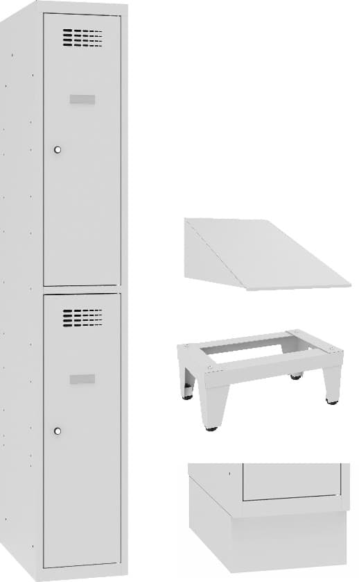 Bild von Garderobenschrank, Breite 300 mm 1 Abteil mit 2 Fächer übereinander, Total 2 Fächer, SUS 312 W