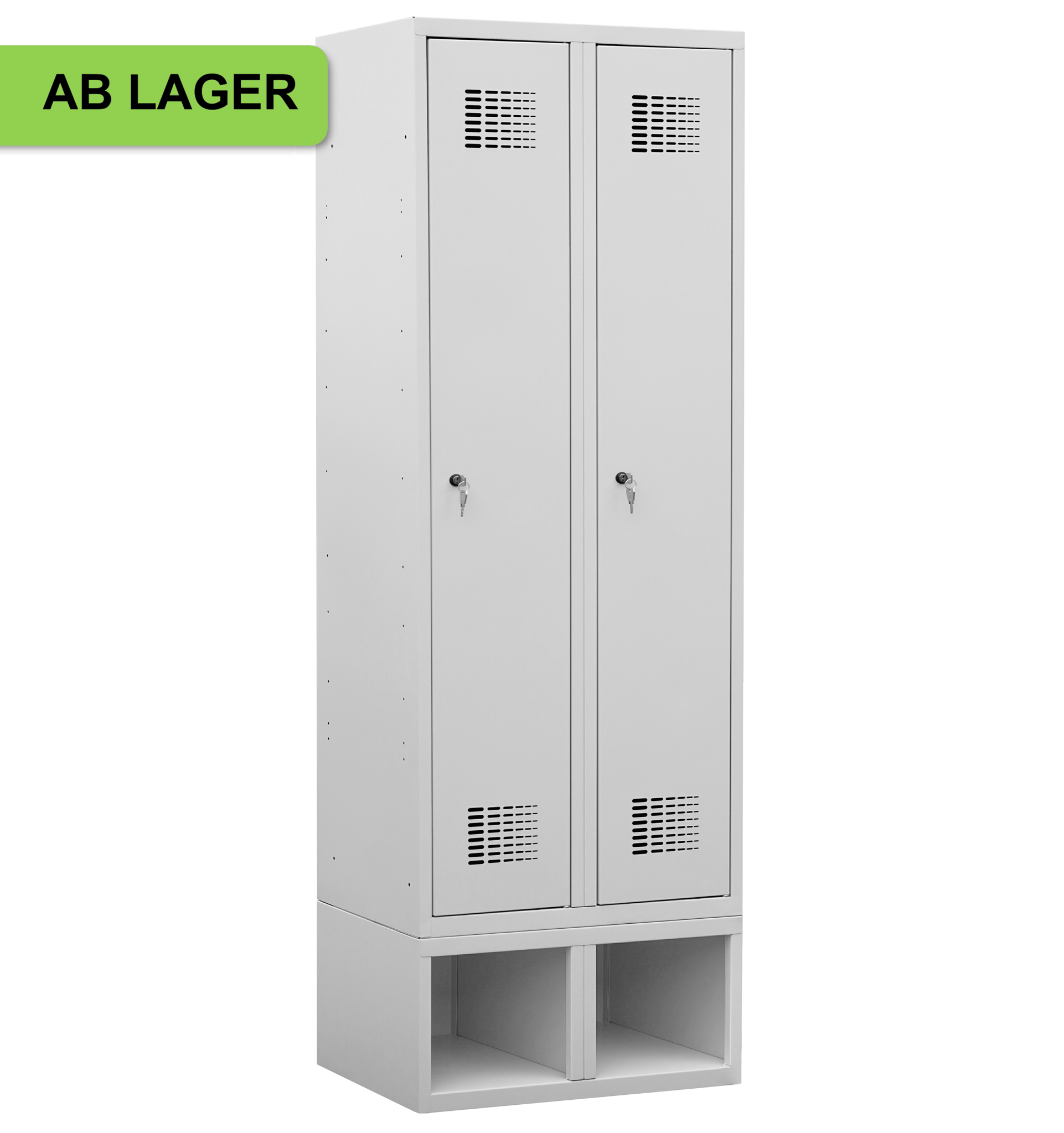 Bild von Garderobenschrank auf Schuhfach, 2 Abteile mit 400 mm Abteilbreite ab Lager