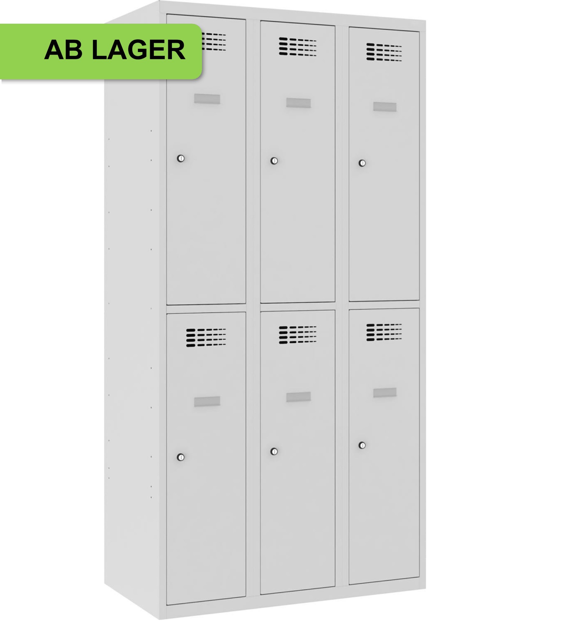 Bild von Garderobenschrank, Breite 900 mm 3 Abteile mit 2 Fächer übereinander, Total 6 Fächer, SUS 332 W ab Lager