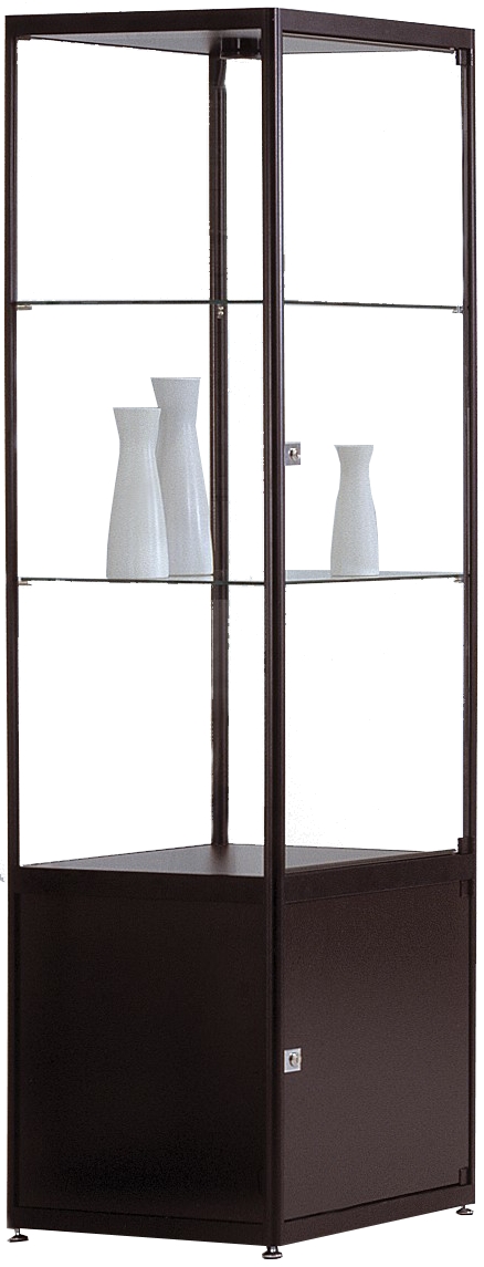 Bild von Säulenvitrine mit Staufach 1820x500x500 mm HxBxT mit 4-seitiger ESG-Verglasung