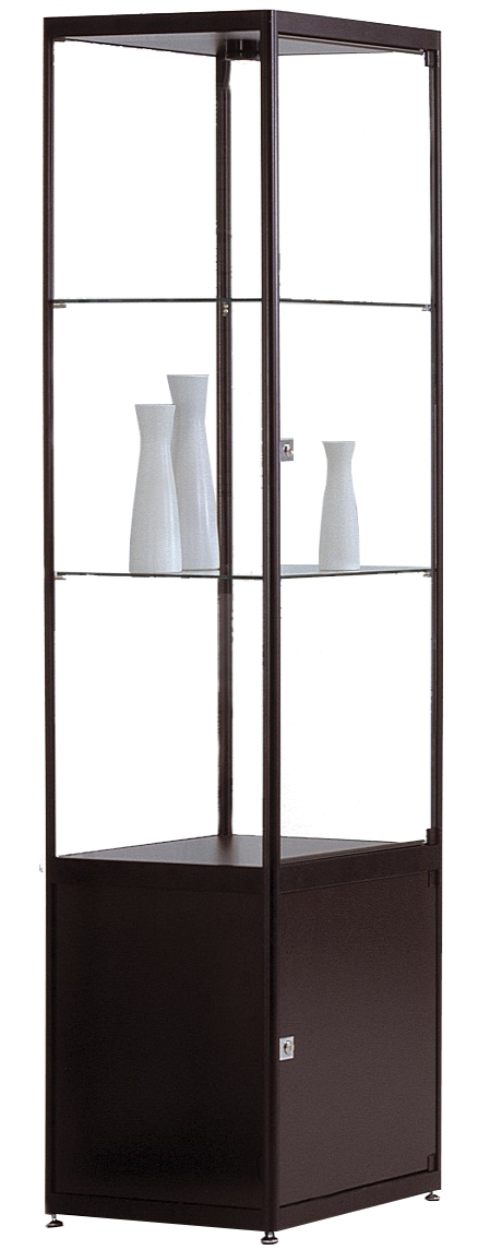Bild von Säulenvitrine mit Staufach 1820x400x400 mm HxBxT mit 4-seitiger ESG-Verglasung