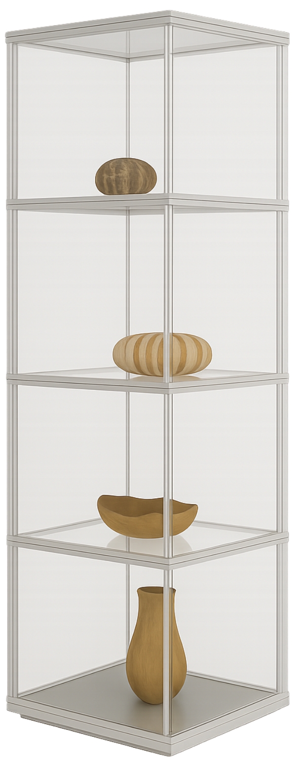 Bild von Ganzglasvitrine 1870x500x500 mm HxBxT, 4 teilig