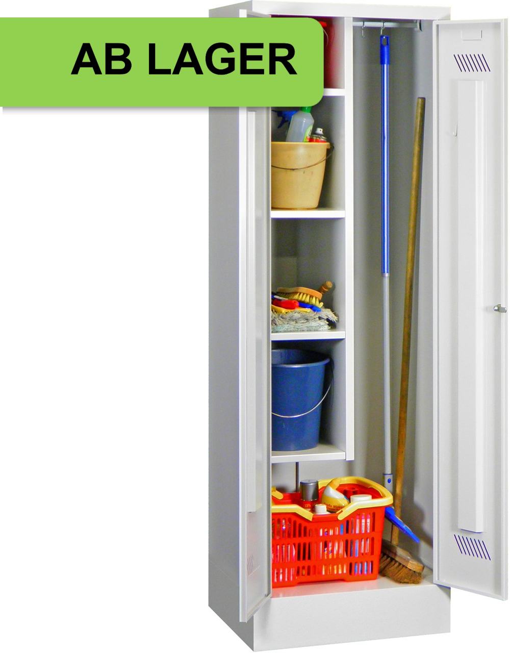Bild von Putzmittelschrank 1850x600x500 mm HxBxT, RAL 7035 Lichtgrau, 1 Stück ab Lager
