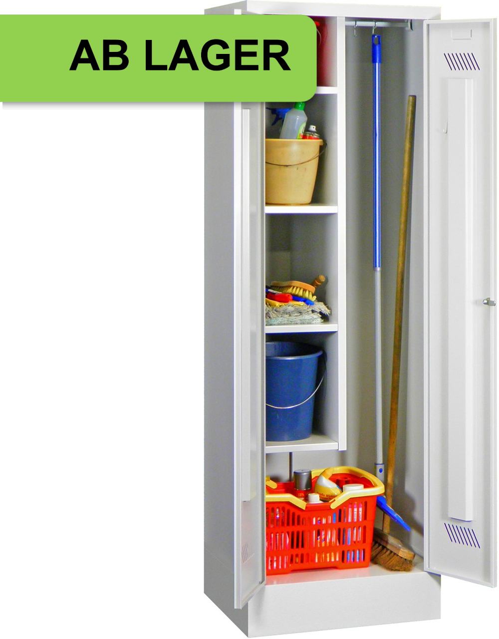 Bild von Putzmittelschrank 1850x800x500 mm HxBxT, RAL 7035 Lichtgrau, 4 Stück ab Lager
