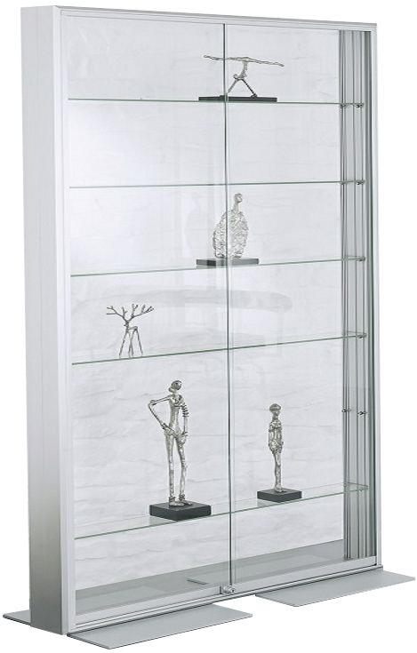 Bild von Exponatstandvitrine 2000x1500x140 mm HxBxT, Metall-Stahlfüsse silber