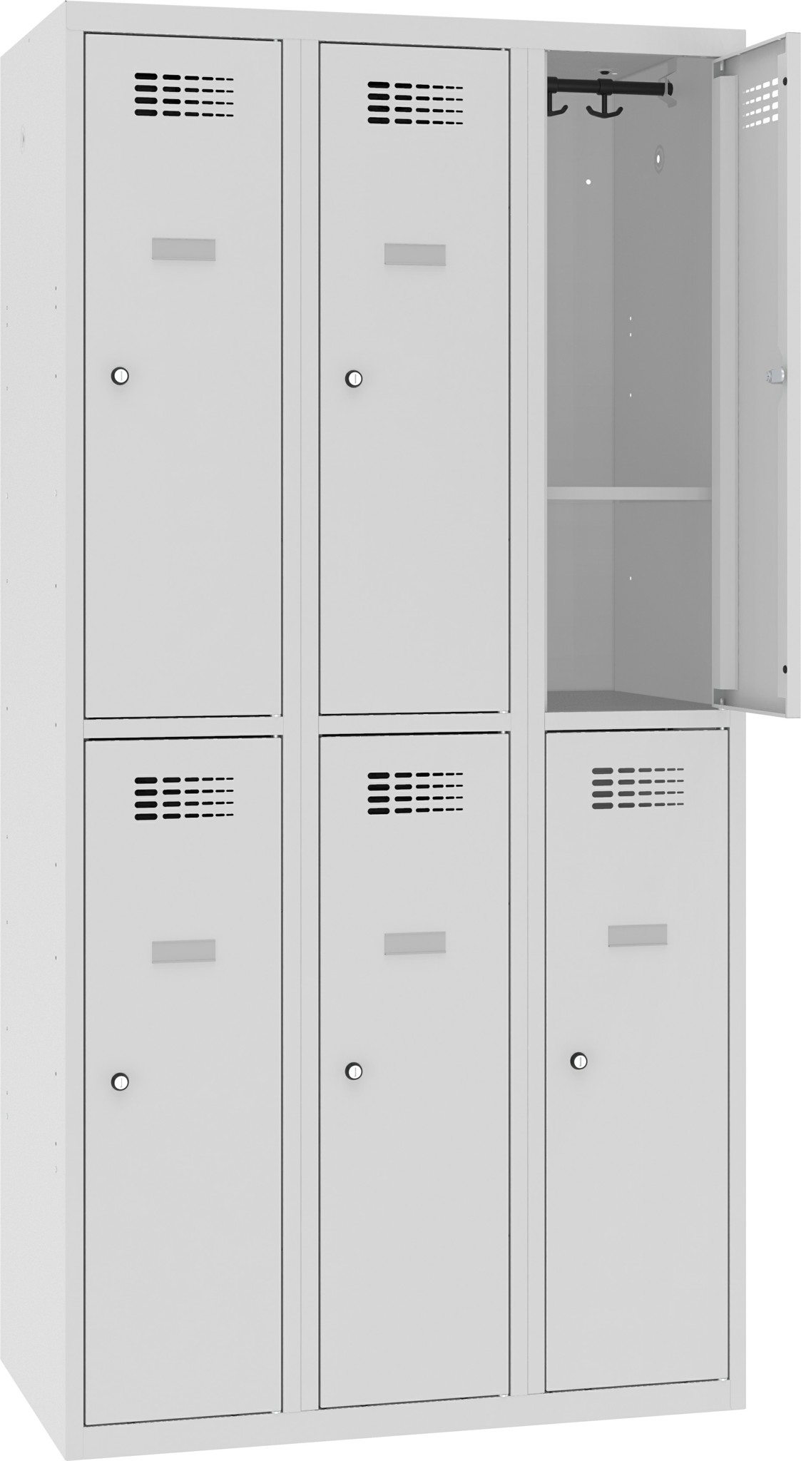Bild von Garderobenschrank, Breite 900 mm 3 Abteile mit 2 Fächer übereinander, SUS 332 W Z