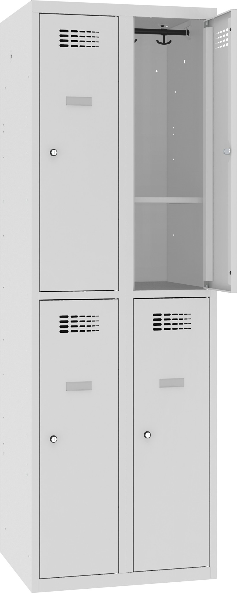 Bild von Garderobenschrank, Breite 600 mm 2 Abteile mit 2 Fächer übereinander, SUS 322 W Z