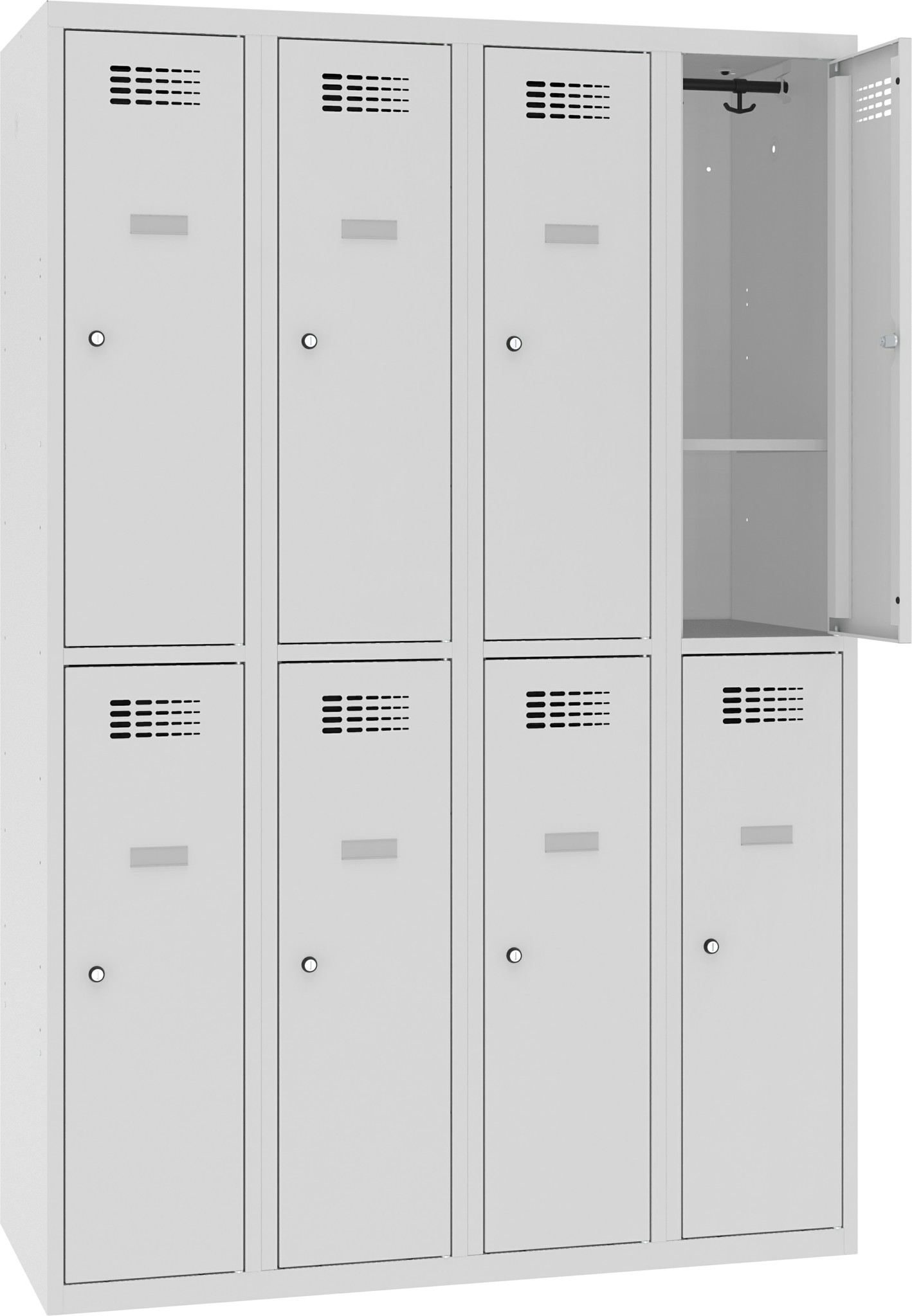 Bild von Garderobenschrank, Breite 1200 mm 4 Abteile mit 2 Fächer übereinander, SUS 342 W Z