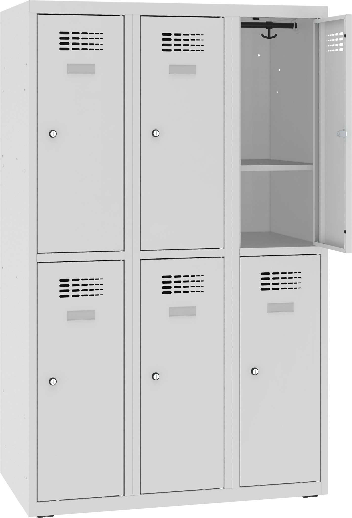 Bild von Garderobenschrank, Breite 900 mm 3 Abteile mit 2 Fächer übereinander, MSUS 332 S Z