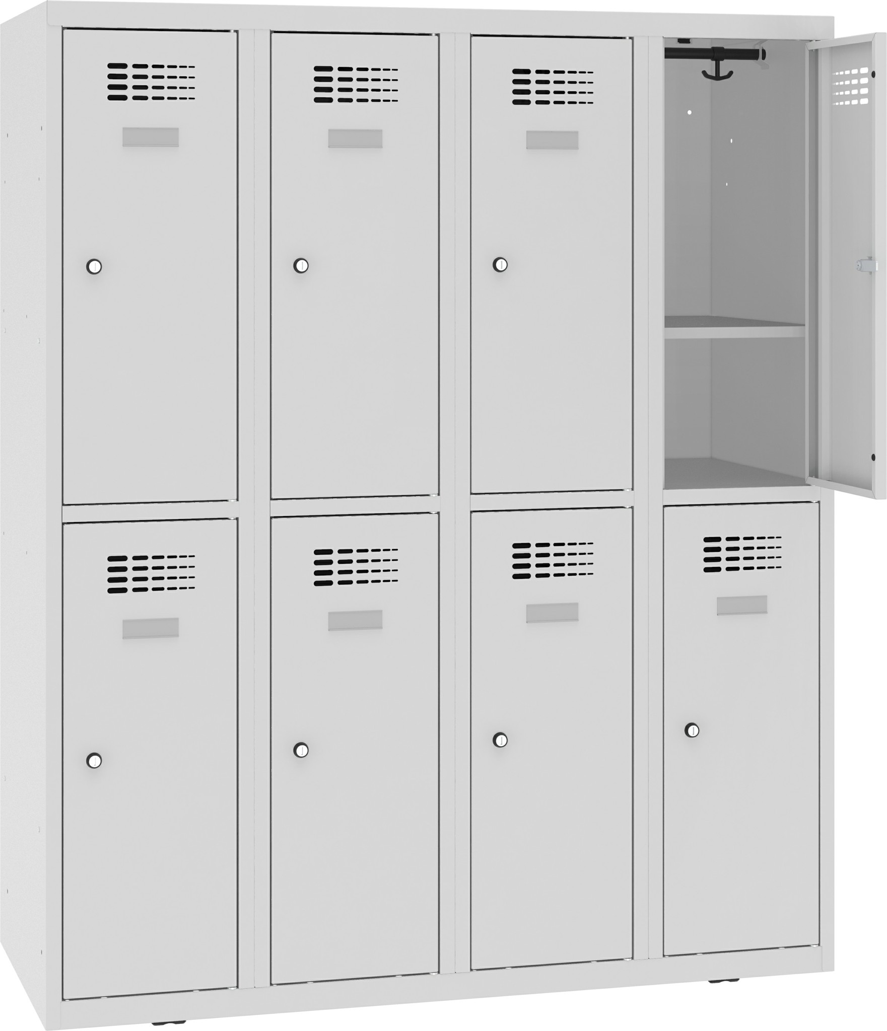 Bild von Garderobenschrank, Breite 1200 mm 4 Abteile mit 2 Fächer übereinander, MSUS 342 S Z