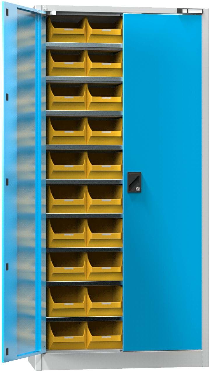 Bild von Werkstattschrank mit Türen und Behälter 1950x950x400 mm HxBxT UK1-B11