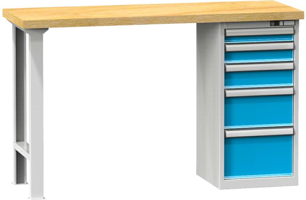 Bild von Werkbank fixe Höhe mit Schubladenschrank, 1500x800x880 mm LxTxH