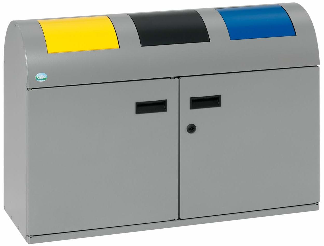Bild von Wertstoffsammelstation WSS 50R Korpus silber, Einwurfklappen gelb, anthrazit, blau