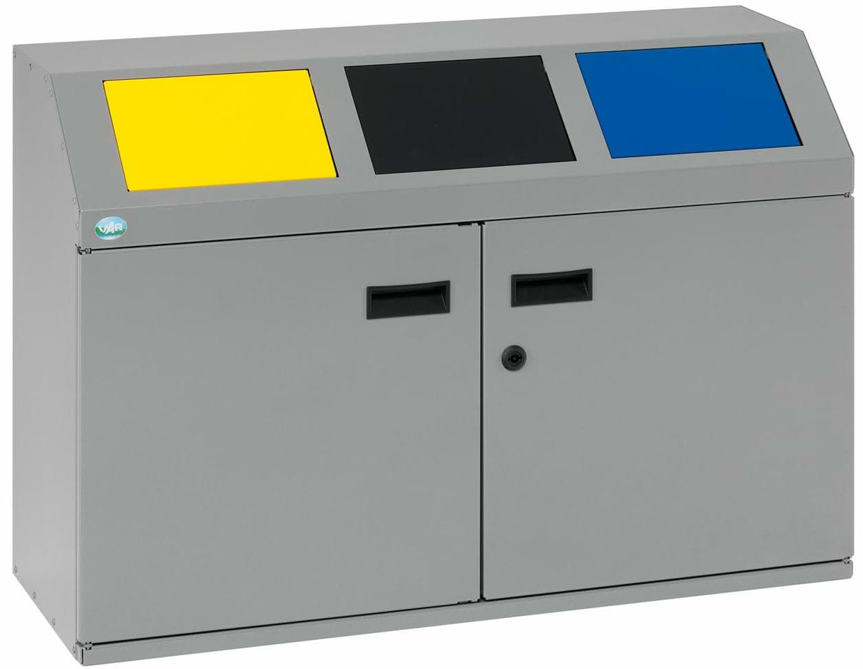 Bild von Wertstoffsammelstation WSS 50E Korpus silber, Einwurfklappen gelb, anthrazit, blau