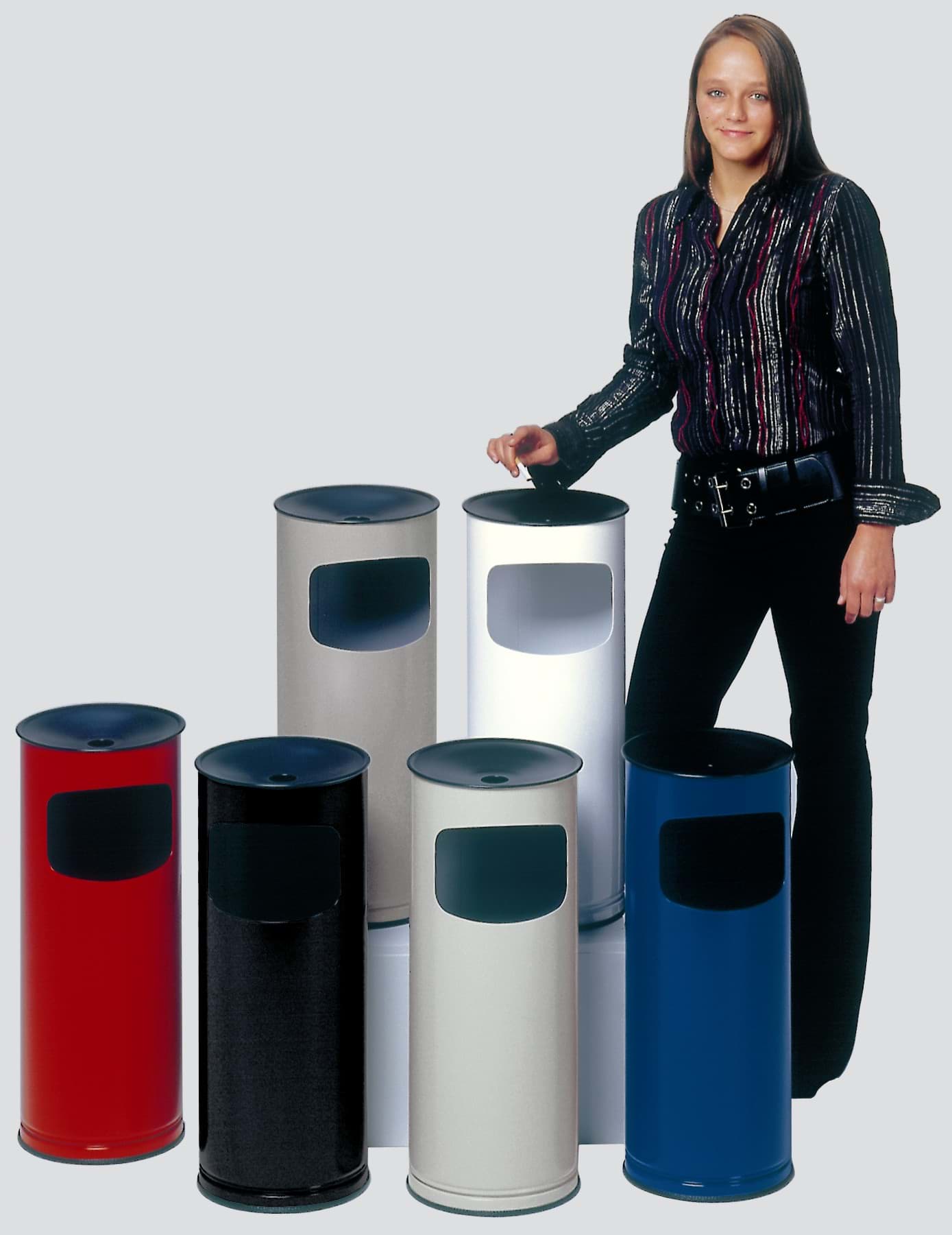 Bild von Abfallbehälter mit Ascher, Inhalt 17 Liter, Diverse Farben