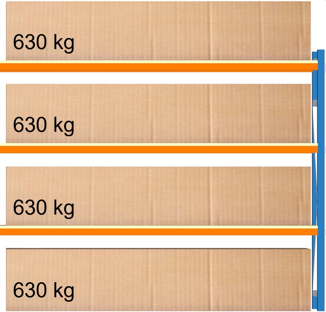 Bild von Weitspann-Anbauregal, 2000x2315x400 mm HxLxT, Holzfachebenen