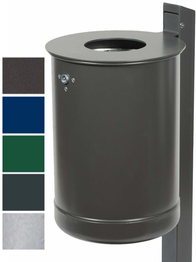Abfallbehälter mit Pfosten, Inhalt 35 L, zum einbetonieren