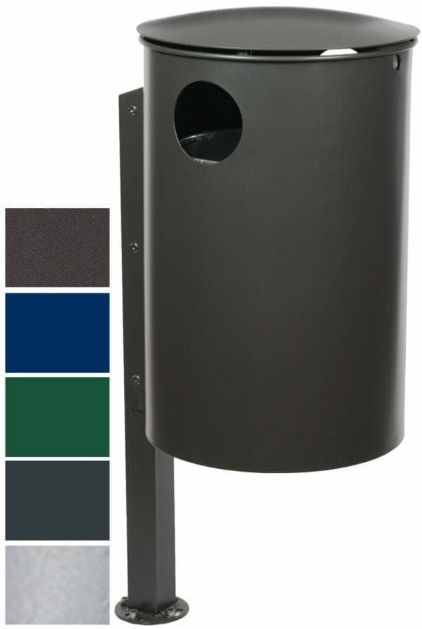 Abfallbehälter mit Pfosten, Inhalt 50 L, zum einbetonieren