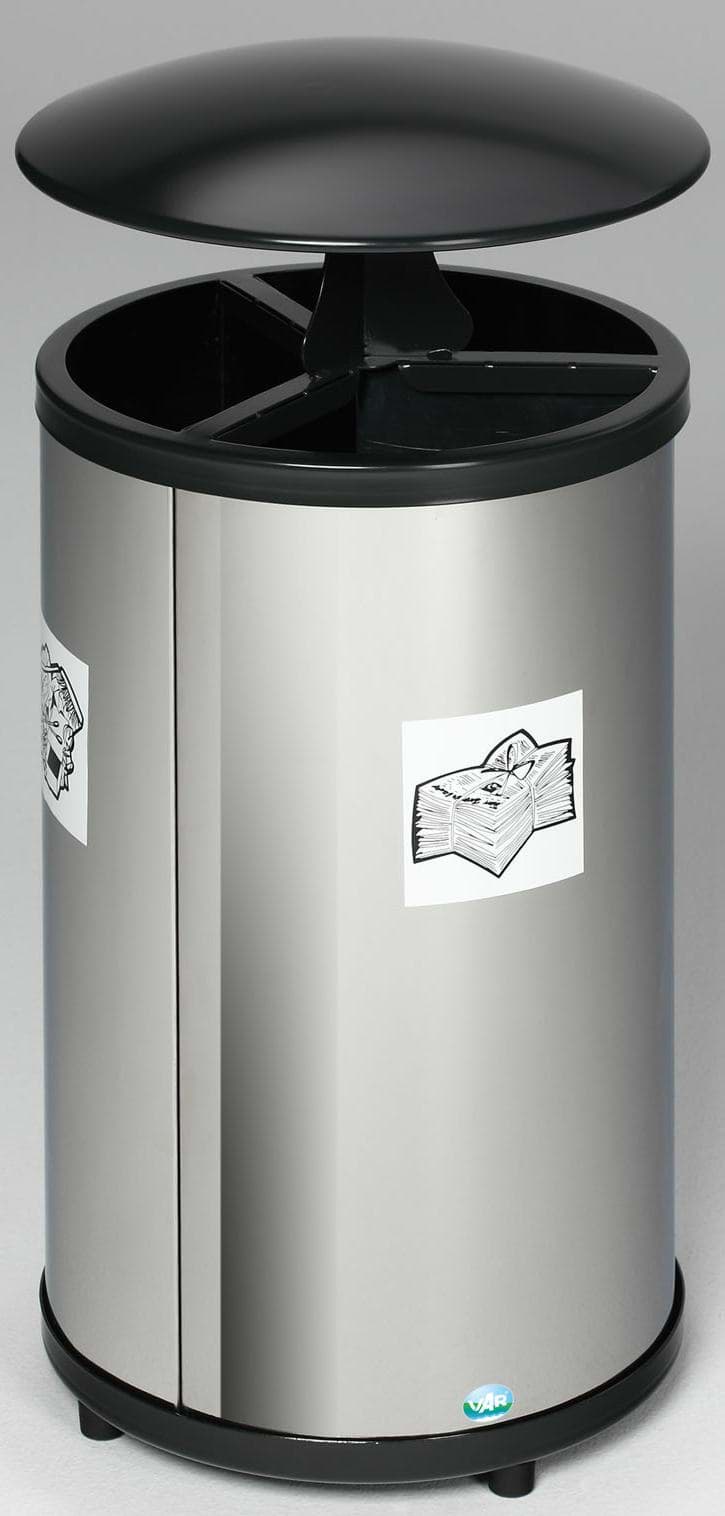 Wertstoffstation 3-fach mit Dach, je 30 Liter