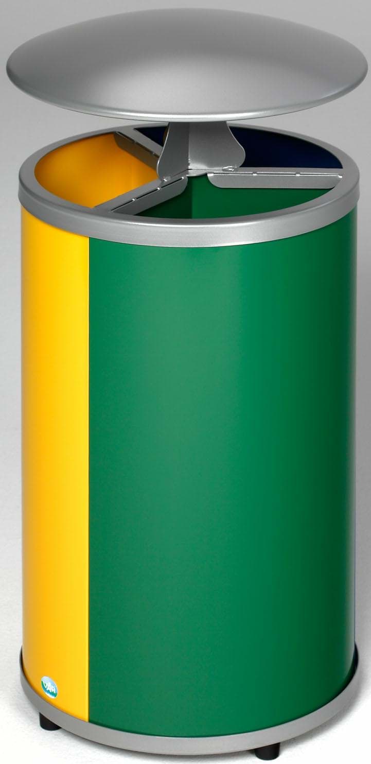 Wertstoffstation 3-fach mit Dach, je 30 Liter