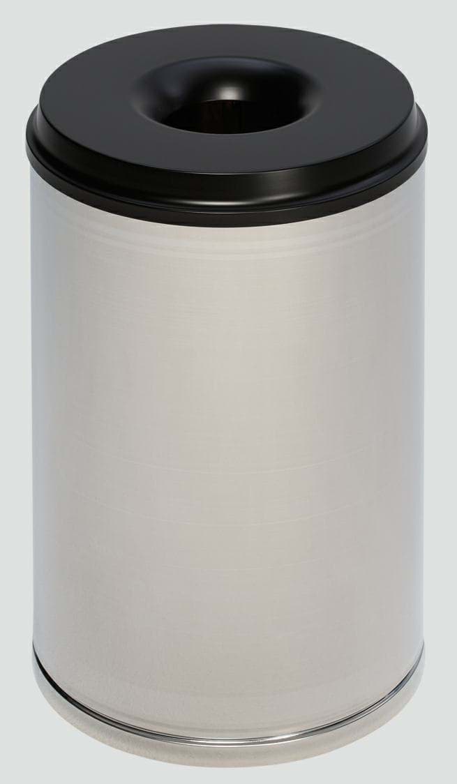 Papierkorb Edelstahl 15 Liter, selbstlöschend