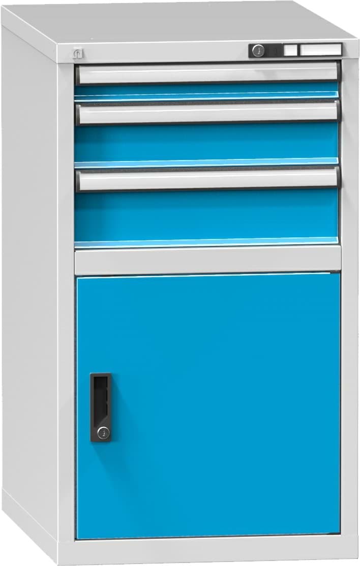 Schubladenschrank, 3 x Schublade, 1 x Türe, 990x578x780 mm HxBxT