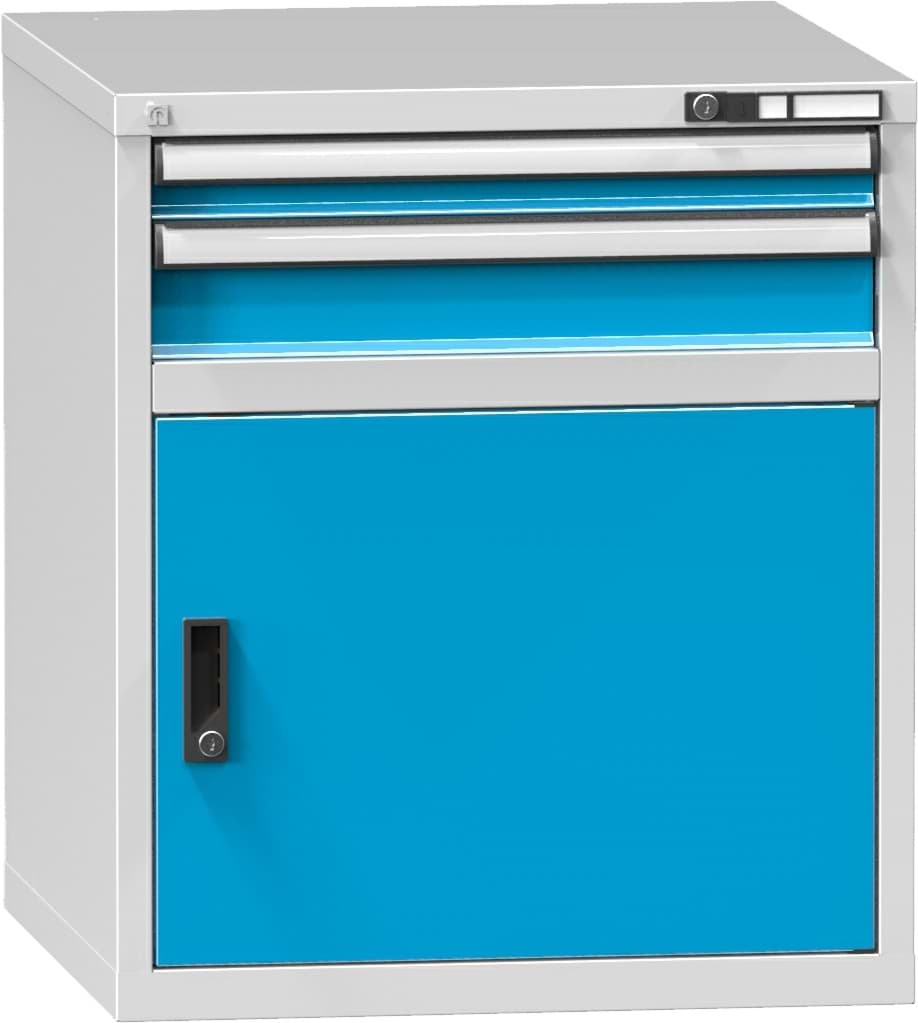 Schubladenschrank, 2 x Schublade, 1 x Türe, 840x731x780 mm HxBxT