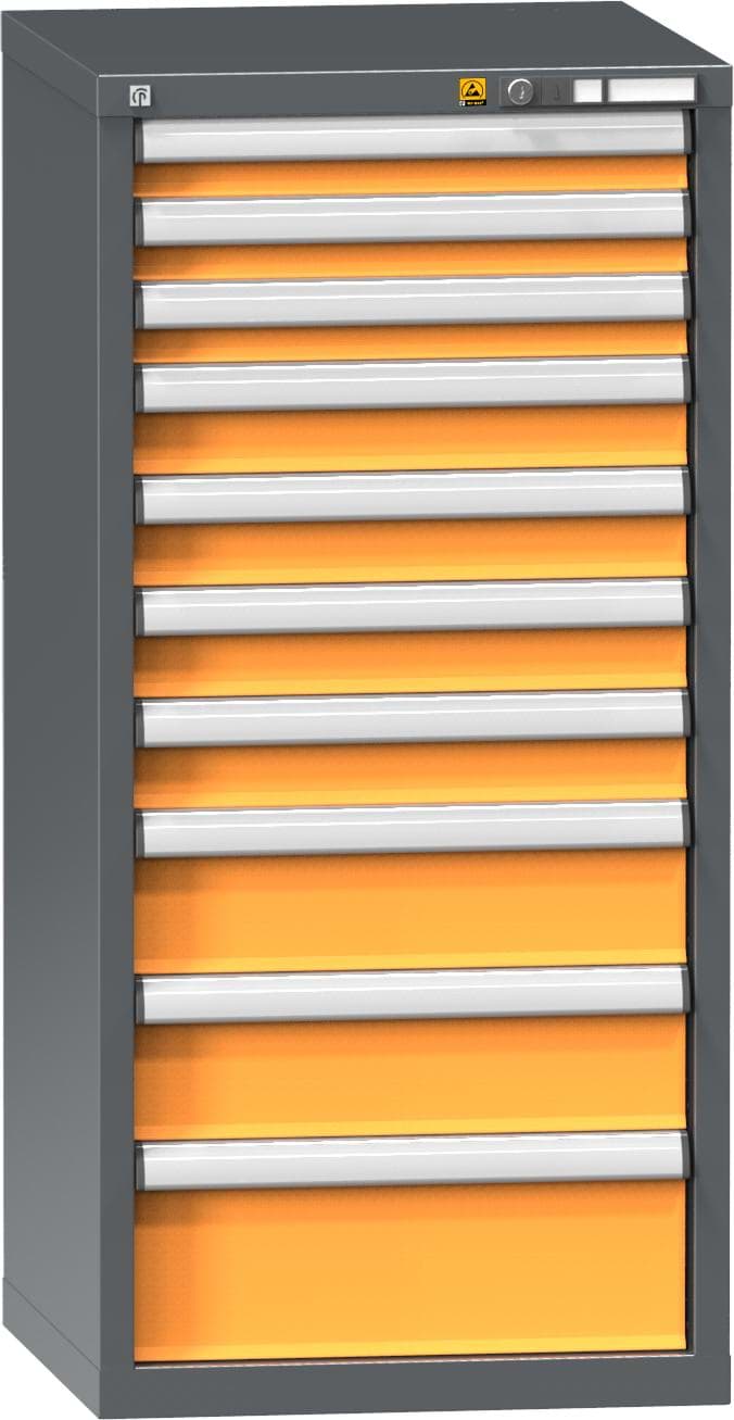 ESD-Schubladenschrank, 10 x Schublade, 1215x578x600 mm HxBxT