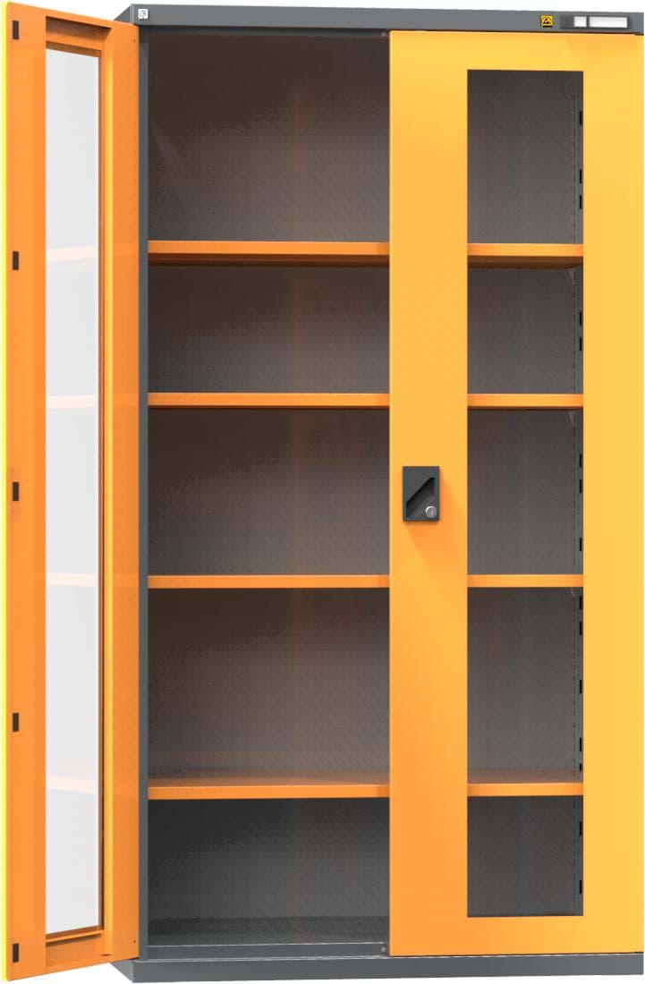 ESD-Flügeltürenschrank mit Sichtfenstertüren 1950x950x400 mm HxBxT